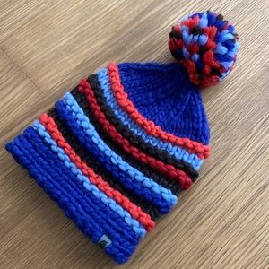 The North Face Girl Pom Pom  Multi Color Winter Knit Beanie Hat